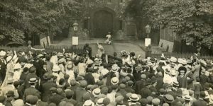 Picture of suffragette meeting Islington Local History Centre