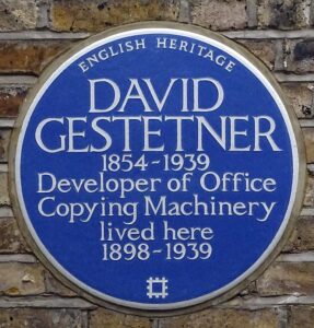 David Gestentner 1854-1939 Developer of Office Copying Machinery lived here